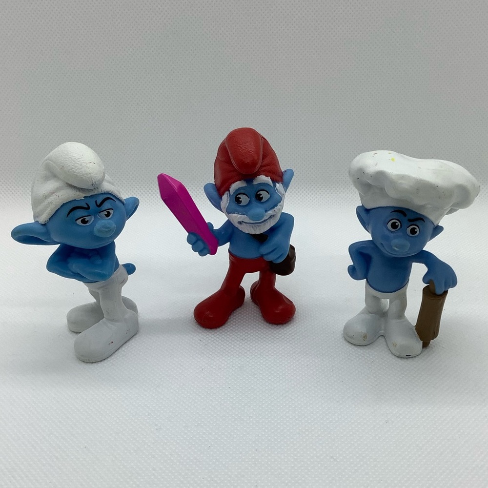 Smurf Figures Set of 3 Baker, Papa, Grouchy